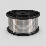 A spool of silver rolled external adhesive aluminum nose strip on black plastic core - Zhaowen