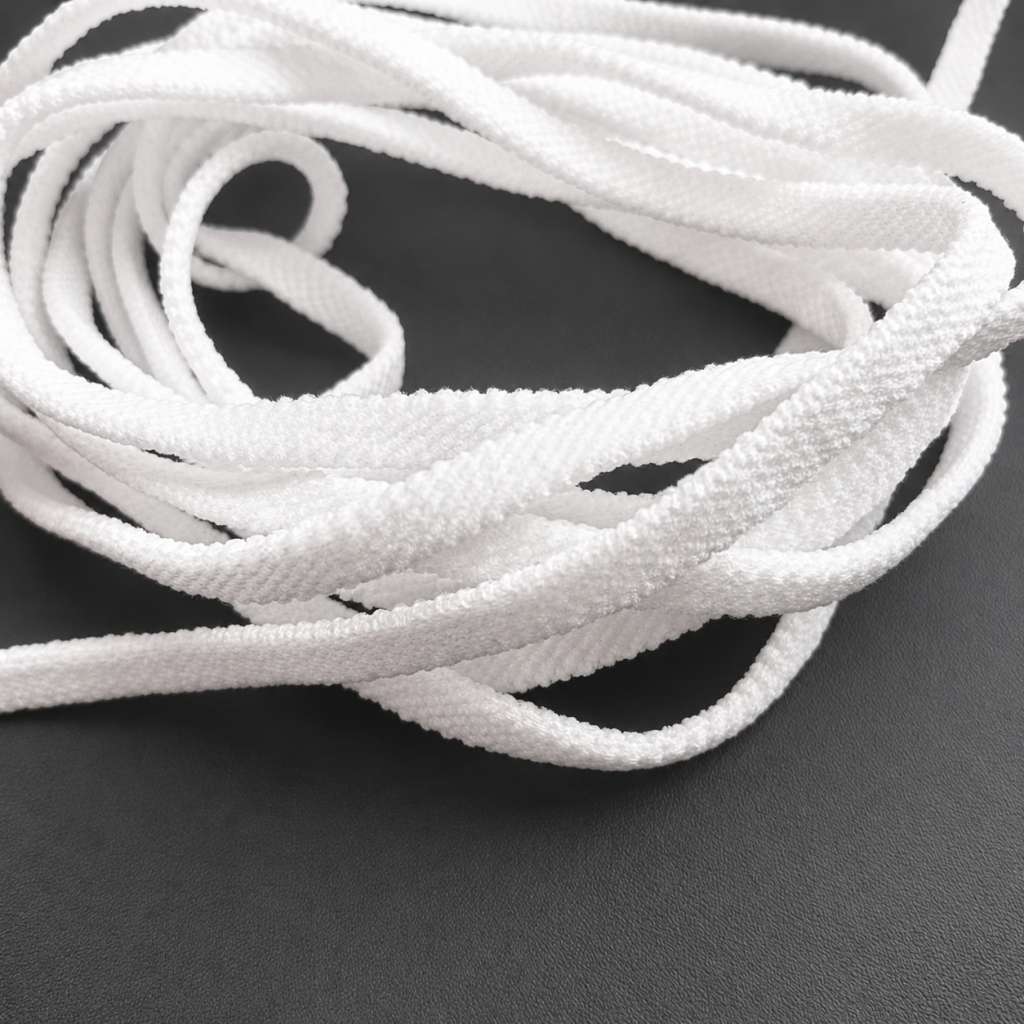 White high-resilience seersucker earloop for flat and folding mask manufacturing