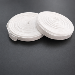 White braided elastic band for cup masks showing soft texture and high density