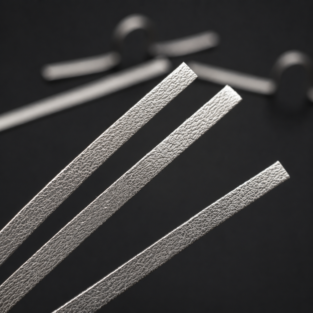 Close-up of textured external adhesive aluminum nose strips showing smooth surface and width