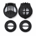 Close-up of mask valve parts with Open/Close directional markings for outdoor sports masks
